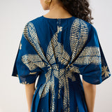Periwinkle Pleated Cotton Maxi Dress - Indigo