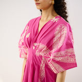 Periwinkle Pleated Cotton Maxi Dress - Pink