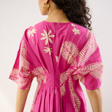 Periwinkle Pleated Cotton Maxi Dress - Pink