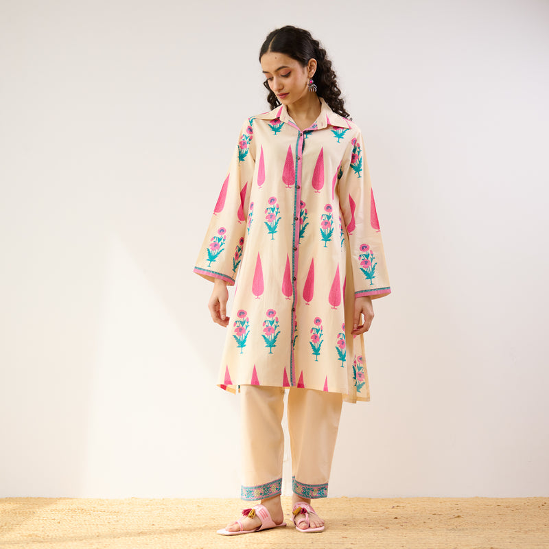 Anokhi Cotton Co-ord Set - Off White