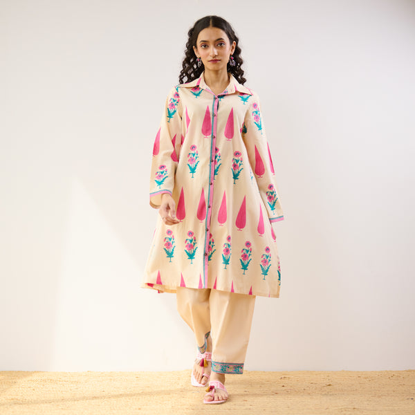 Anokhi Cotton Co-ord Set - Off White