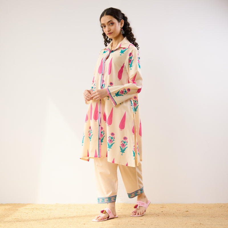 Anokhi Cotton Co-ord Set - Off White
