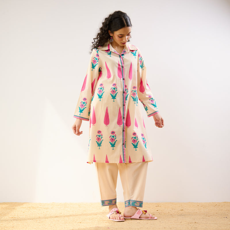 Anokhi Cotton Co-ord Set - Off White