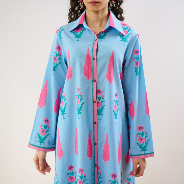 Anokhi Cotton Co-ord Set - Sky Blue