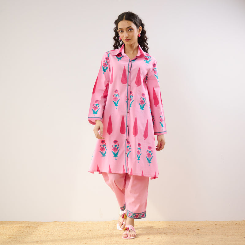 Anokhi Cotton Co-ord Set - Baby pink