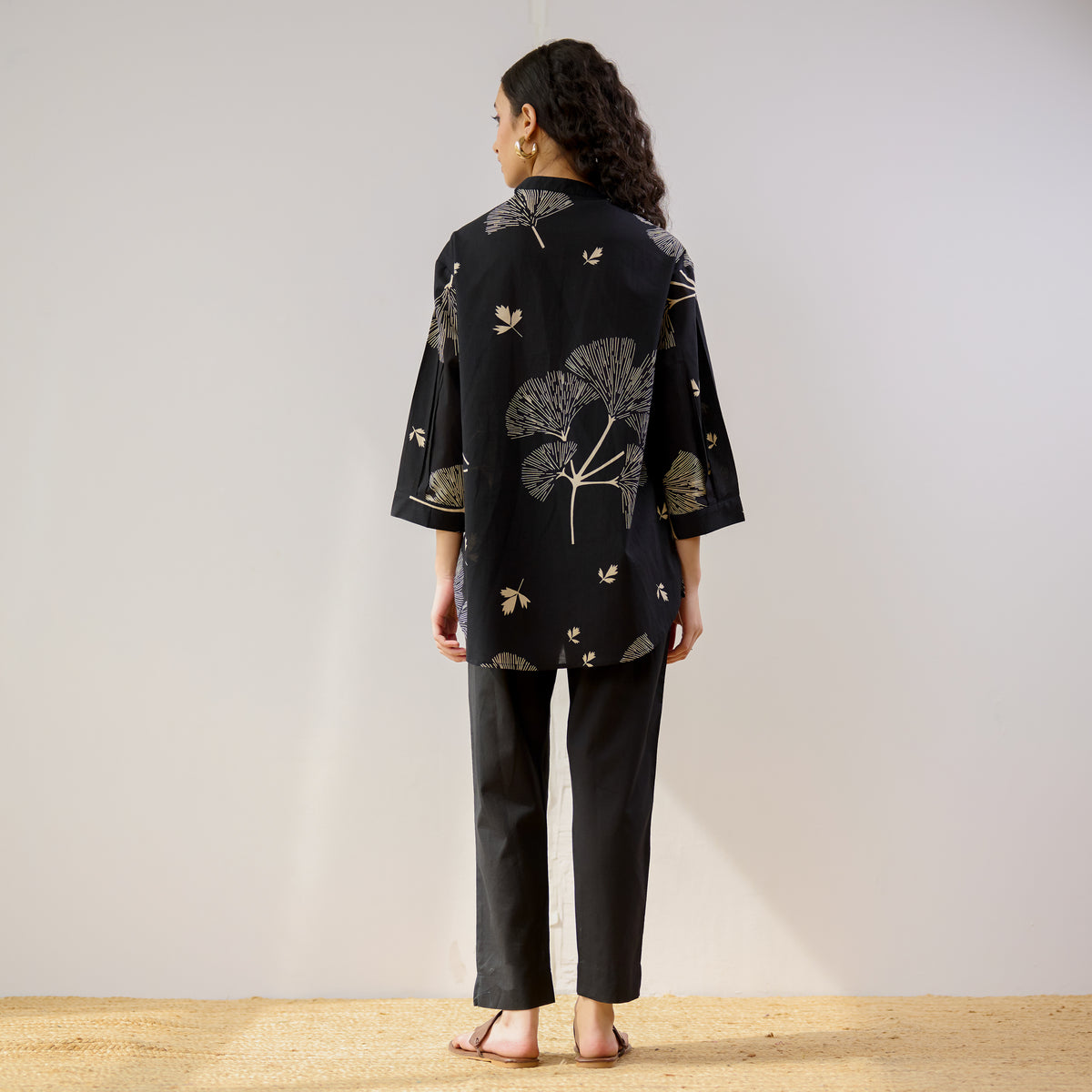 Palm Cotton Co-ord Set - Black