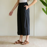 High Waist Elasticated Cotton Culottes - Black