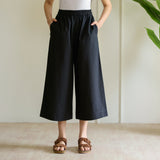 High Waist Elasticated Cotton Culottes - Black