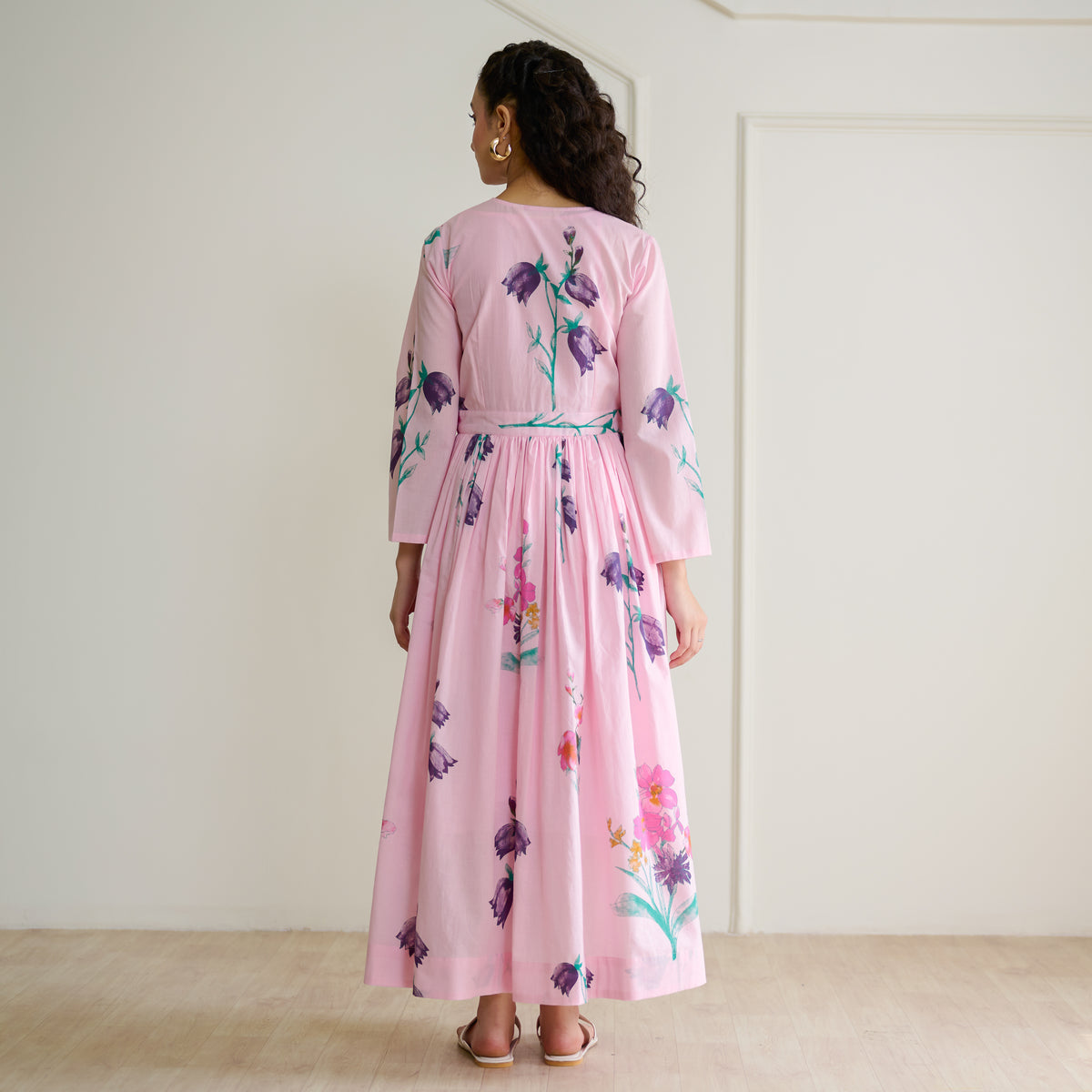 Tulip Cotton Overlap Dress with Mulmul Slip - Candy Pink
