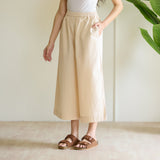 Cotton High Waist Elasticated Culottes - Off White