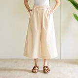 Cotton High Waist Elasticated Culottes - Off White