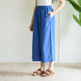 Cotton High Waist Elasticated Culottes - Classic Blue