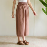 Cotton High Waist Elasticated Culottes - Choco Brown