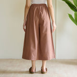 High Waist Elasticated Cotton Culottes - Camel