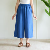 Cotton High Waist Elasticated Culottes - Classic Blue