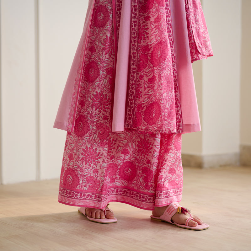 Mehek Sanganeri Inspired Sleeveless Kurta Palazzo Set with Dupatta - Baby Pink