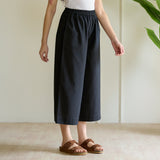 High Waist Elasticated Cotton Culottes - Black