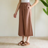 High Waist Elasticated Cotton Culottes - Camel