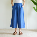 Cotton High Waist Elasticated Culottes - Classic Blue