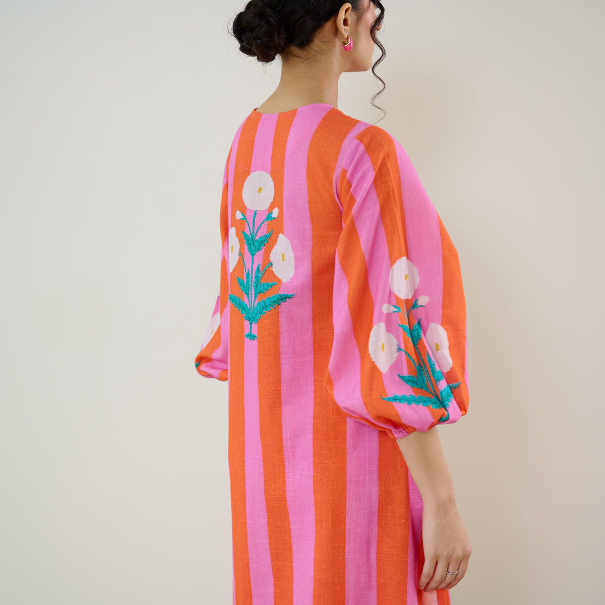 Verandah Striped Kurta Set - Orange