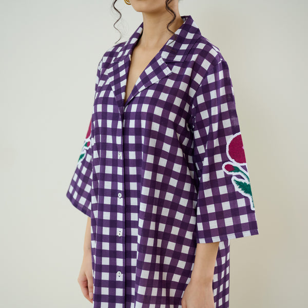 Orchid Checkered Patchwork Shirt - Violet