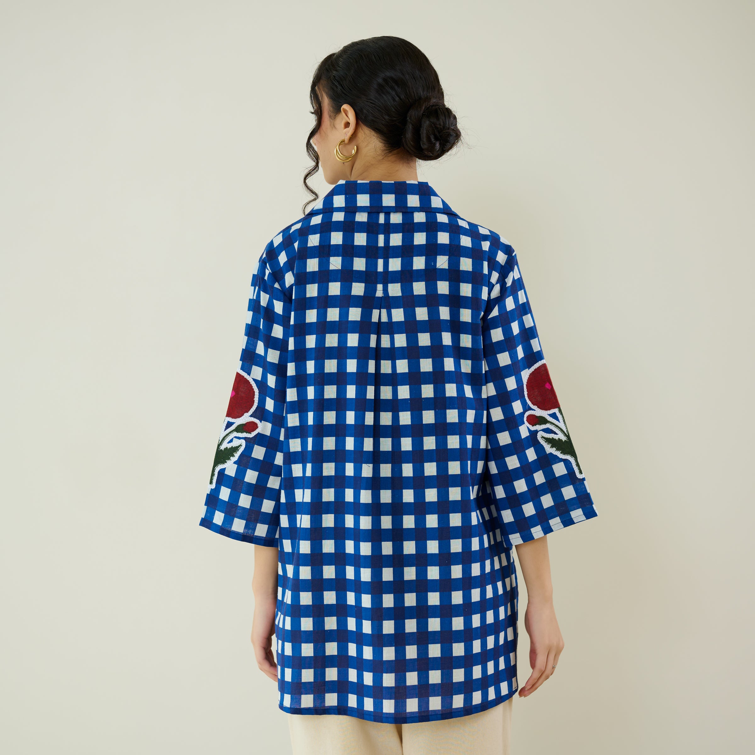 Orchid Checkered Patchwork Shirt - Classic Indigo
