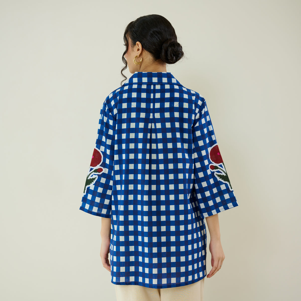 Orchid Checkered Patchwork Shirt - Classic Indigo