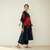 Hibiscus Slub Cotton Kurta Set - Black