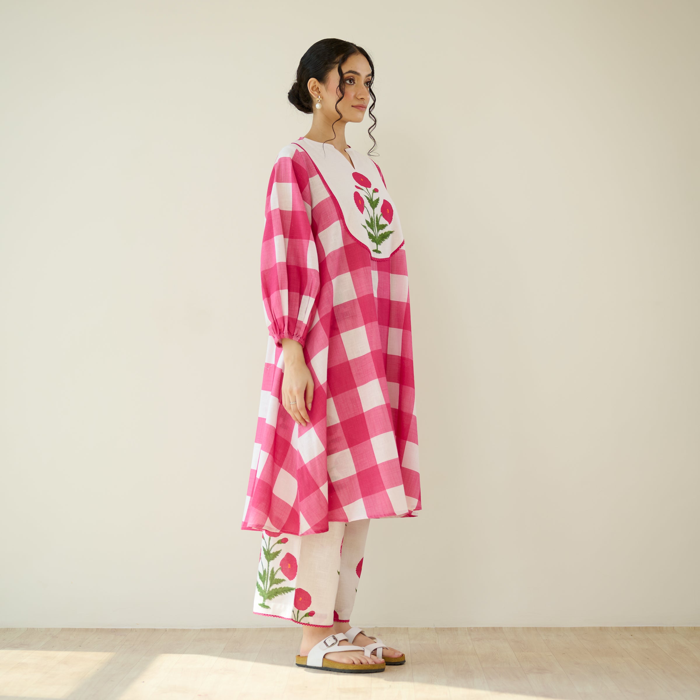 Old School Slub Cotton Kurta Set - Rose Pink