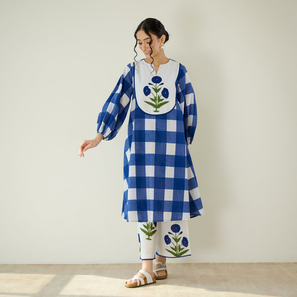Old School Slub Cotton Kurta Set - Classic Indigo