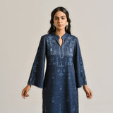 Blue Contemporary Woollen Kurta Set
