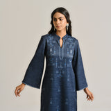 Blue Contemporary Woollen Kurta Set