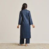 Blue Contemporary Woollen Kurta Set