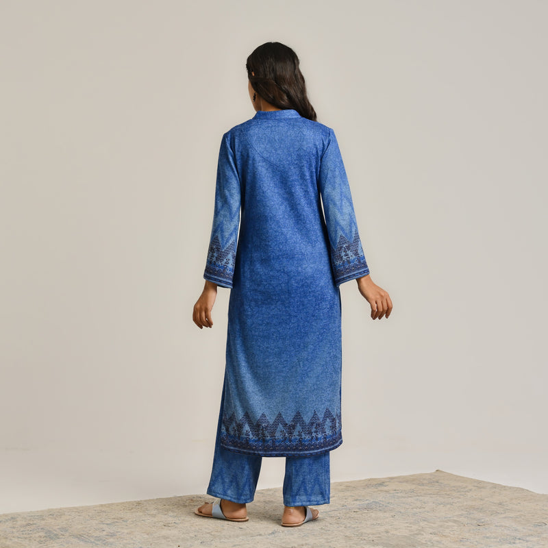 Blue Contemporary Woollen Kurta