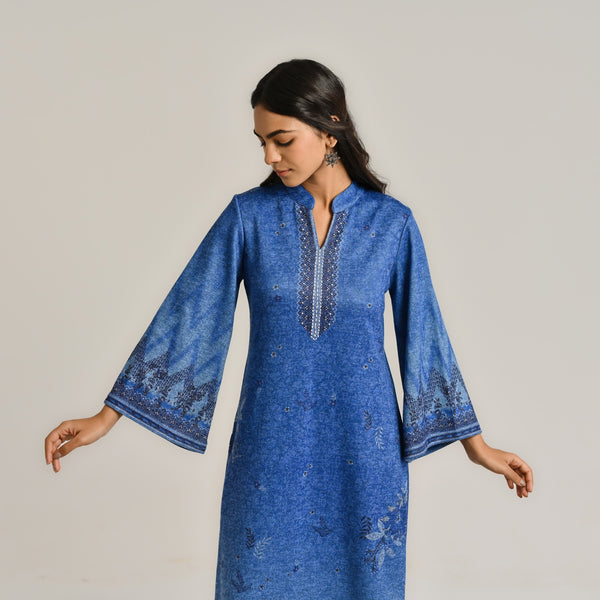 Blue Contemporary Woollen Kurta