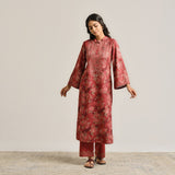 Maroon Kashmiri Inspired Woollen Kurta with Embroidery Detail