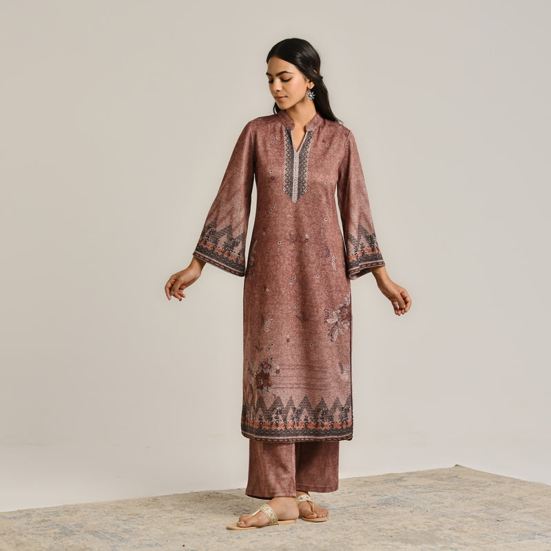Brown Contemporary Woollen Kurta