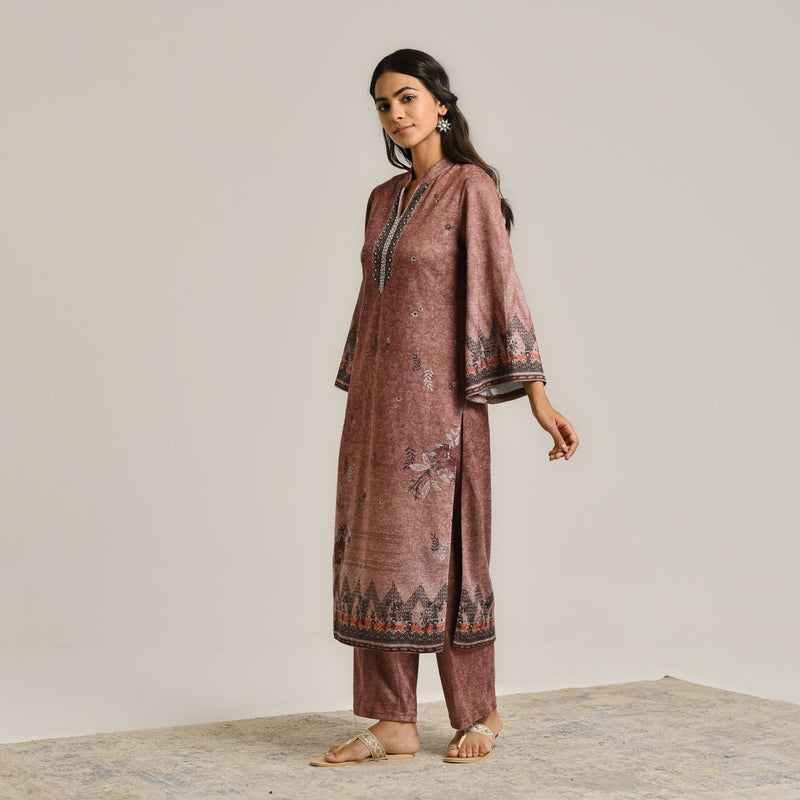 Brown Contemporary Woollen Kurta