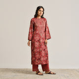 Maroon Kashmiri Inspired Woollen Kurta with Embroidery Detail
