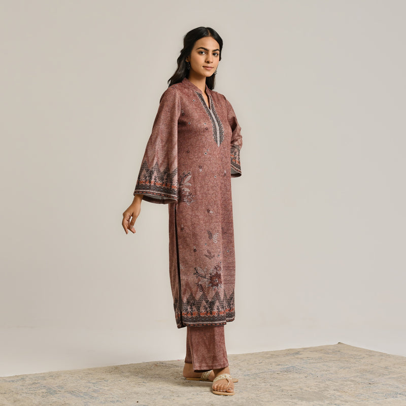 Brown Contemporary Woollen Kurta