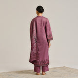 Burgundy Contemporary Woollen Kurta Set with Dupatta
