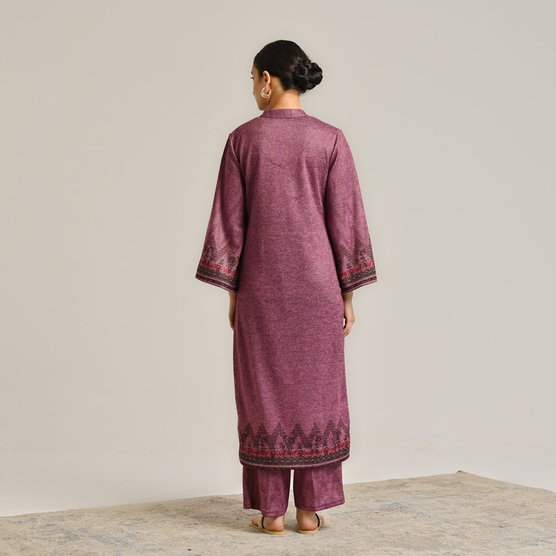 Burgundy Contemporary Woollen Kurta