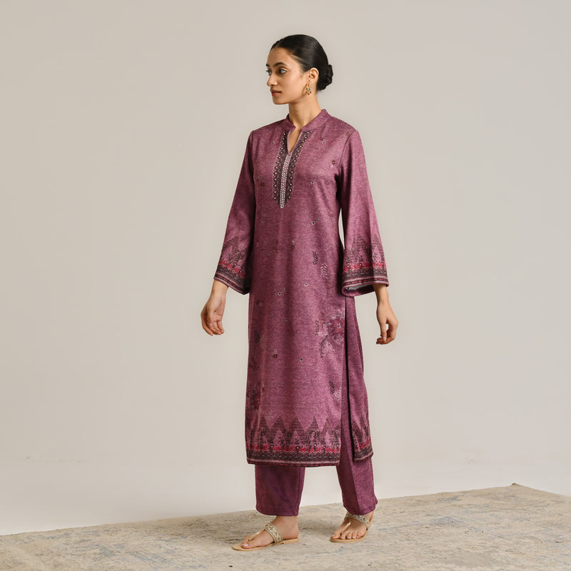 Burgundy Contemporary Woollen Kurta
