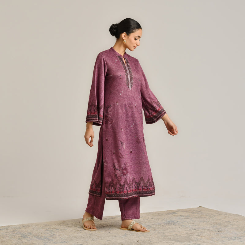 Burgundy Contemporary Woollen Kurta