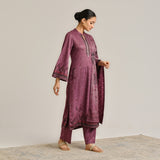 Burgundy Contemporary Woollen Kurta Set with Dupatta
