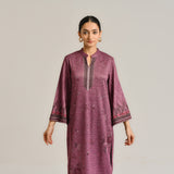 Burgundy Contemporary Woollen Kurta Set with Dupatta