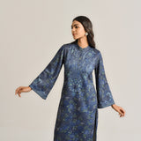 Blue Kashmiri Inspired Woollen Kurta Set with Embroidery Detail