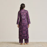 Violet Kashmiri Inspired Woollen Kurta Set with Embroidery Detail