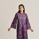 Violet Kashmiri Inspired Woollen Kurta Set with Embroidery Detail