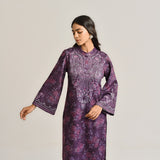 Violet Kashmiri Inspired Woollen Kurta Set with Embroidery Detail